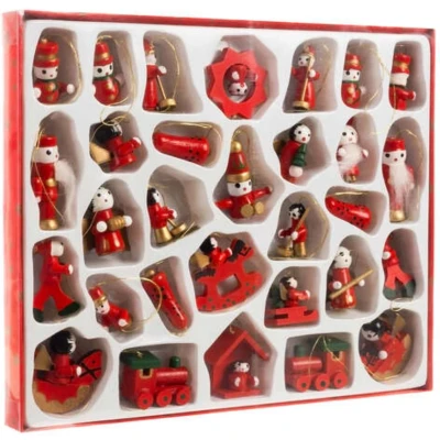 Afbeelding van Ruhhy Houten Hangers / Kerstballen Voor Kerstboom 30 Stuks