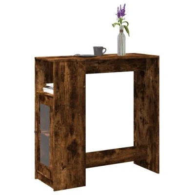 Image de vidaXL Table de bar avec étagères chêne fumé bois d&#039;ingénierie854368