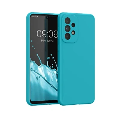 Afbeelding van kwmobile telefoonhoesje geschikt voor Samsung Galaxy A33 5G Hoesje met siliconen coating Smartphone case in ijsblauw