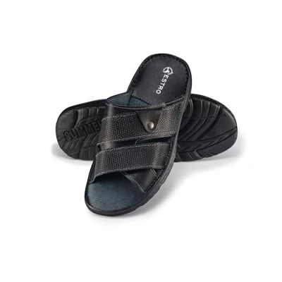 Afbeelding van ESTRO Sandalen voor heren, leer, zomer, sandalen, met antislipzool, S5, zwart., 40 EU
