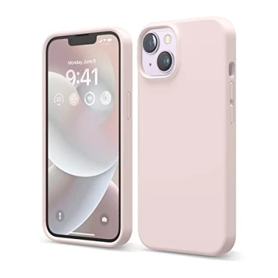 Afbeelding van elago siliconen hoesje compatibel met iPhone 14 Pro (6,1 inch), beschermhoes, volledige bescherming, schokbestendig, 3 structuren, zachte microvezel, voorkomt krassen