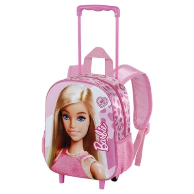 Afbeelding van Barbie Fashion 3D rugzak met Kleine wielen, Roze, 26 x 34 cm, inhoud 12,5 l, Taglia Unica, wielen