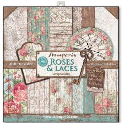 Afbeelding van Stamperia Roses &amp; Laces 12x12 Inch Paper Pack (SBBL25)
