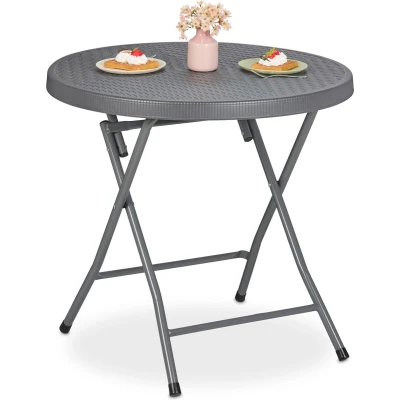 Afbeelding van Relaxdays tuintafel inklapbare balkontafel ronde buitentafel klaptafel 80 cm grijs