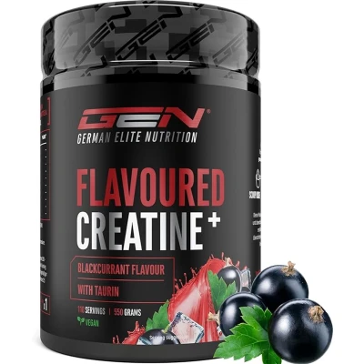 Afbeelding van Gearomatiseerd Creatine Poeder 550g Monohydraat + L Taurine Gemicroniseerde met Aroma Geen Suiker &amp; Top Oplosbaarheid Veganistisch (Zwarte bes)