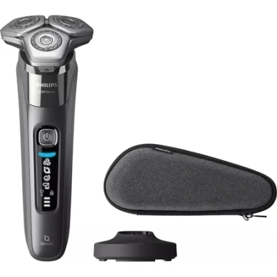 Afbeelding van Philips Series 8000 S8697/35 Elektrisch Scheerapparaat Met Hard Pouch En Oplaadstandaard In Donker Chroom