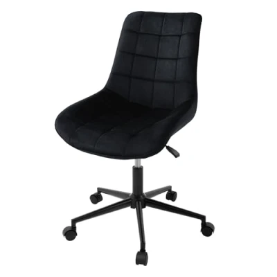 Afbeelding van Bureaustoel op wielen zwart met fluwelen bekleding en metalen frame ML design