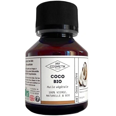 Afbeelding van MY COSMETIK Kokosolie Bio AB uit biologische landbouw 100% zuiver en natuurlijk gemaakt in Frankrijk haarverzorging 50 ml