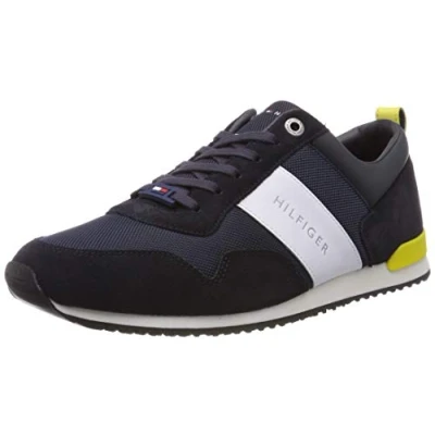 Afbeelding van Tommy Hilfiger Iconic Material Mix Runner Sneakers voor heren, Midnight Blue 403