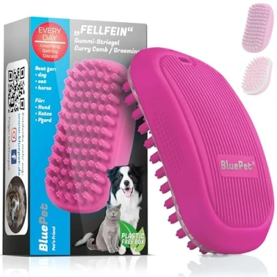 Afbeelding van BluePet FellFein Badborstel met rubberen beugel voor kortharige honden en katten massage effect, verwijdert dode haren, stof vuil, ideale badklem