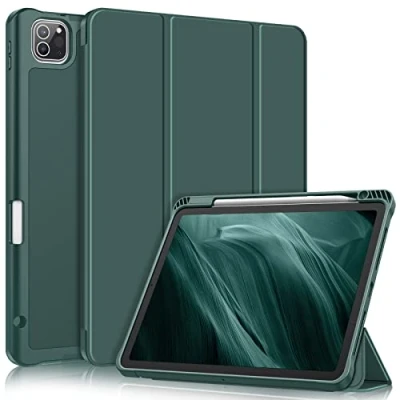Afbeelding van Fintie SlimShell Beschermhoes voor iPad Pro 11 inch (4e/3e generatie) 2022/2021, zachte en flexibele TPU achterkant met potloodhouder, ook geschikt 2e/1e generatie, nachtgroen