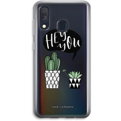 Afbeelding van Case Company® hoesje geschikt voor Samsung Galaxy A40 Hey you cactus Soft Cover Telefoonhoesje Bescherming aan alle Kanten en Schermrand