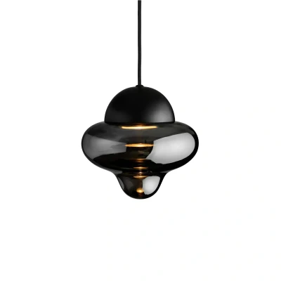 Afbeelding van Nutty hanglamp, rookgrijs / zwart, Ø 18,5 cm, glas