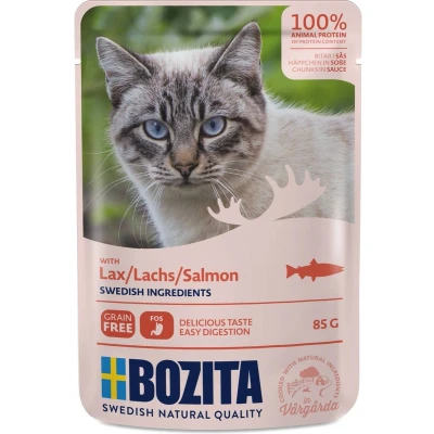 Afbeelding van 12x85g Stukjes in Saus Pouch Zalm Bozita Kattenvoer