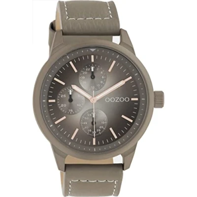 Afbeelding van OOZOO Timepieces taupe horloge met leren band C10907