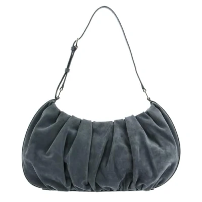 Afbeelding van MANDARINA DUCK Leren Schoudertas Velvet Plisse Hobo London Fog Blauwgrijs