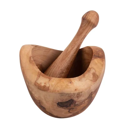 Afbeelding van Bowls And Dishes Vijzel Met Stamper Van Olijfhout 14 Cm Bruin