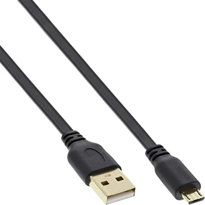 Afbeelding van InLine 31730F 3m Micro USB 2.0 male A naar B stekker platte kabel