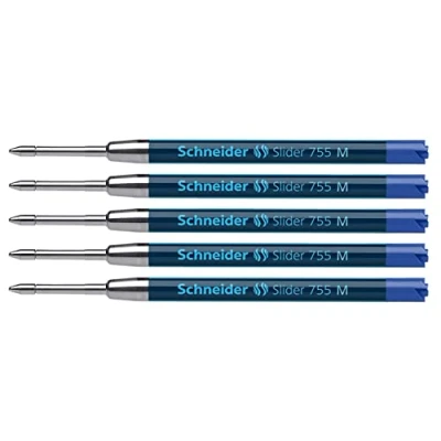 Afbeelding van Schneider 175603 Slider 755 vervangende navullingen (ViscoGlide technologie, onuitwisbaar, medium), blauw, 5 stuks