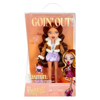 Afbeelding van Bratz Goin&#039; Out pop Yasmin 1 modepop om te verzamelen met outfit, handtas, zonnebril en borstel speelgoed voor kinderen vanaf 6 jaar