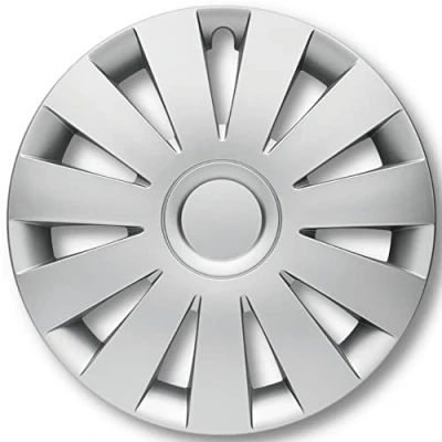 Afbeelding van Albrecht 14 inch zilveren Wieldoppen voor stalen velgen Strike kunststof met gelaagde lak in originele verpakking Made EU
