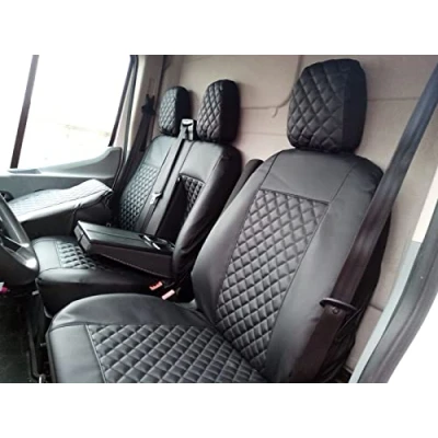 Afbeelding van Texmar LHD Eco lederen autostoelhoezen 2+1 zwart