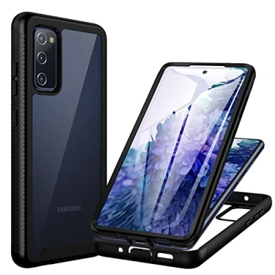 Afbeelding van CENHUFO Hoesje voor Samsung S20 FE 5G/4G, schokbestendige hoes met schermbeveiliging, bescherming rondom, telefoonhoesje, dubbellaags, randen, transparant, mobiele telefoon, volledig, zwart