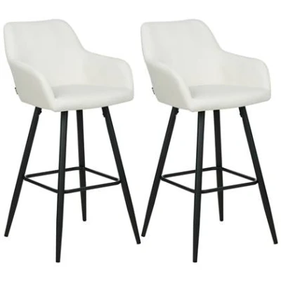 Afbeelding van Beliani CASMALIA Barkruk set van 2 Wit Fluweel