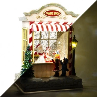 Afbeelding van Kerstlantaarn snoepwinkel Konstsmide 22.5 cm (LED, Batterijen, Timer)