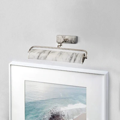 Afbeelding van Elstead Lighting LED Schilderijverlichting Winchfield 2X E14 Max 40W Dimbaar Polished Nickel &amp; White Marble Effect