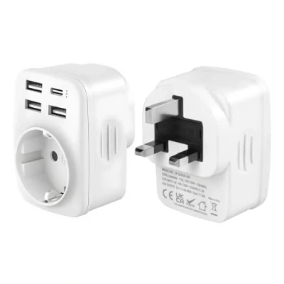 Afbeelding van reisadapter met 2 USB poorten 2,4 A UK stekkeradapter, voor wandlader Ierland, Verenigd Koninkrijk, laadstation, Engelse stekker