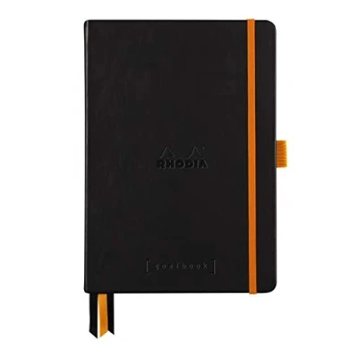 Afbeelding van Goalboek hardcover Zwart Dotted Ivoor papier A5 90 gram Rhodia 224 vellen