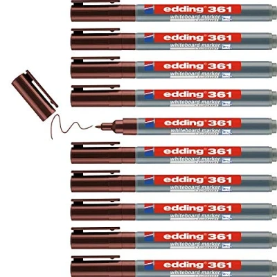 Afbeelding van edding Whiteboardmarker 361 bruin 10 pennen ronde punt 1 mm afwasbaar vilt voor whiteboards, magneten, memo en conferentiesezel schetchnots