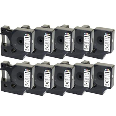 Afbeelding van 10 compatibele labeltapes D1 45013 S0720530 zwart op wit 12 mm x 7 m voor DYMO LabelManager LM 160 210D 220P 260P 280 360D 420P 450D 500TS PnP MobileLabeler LabelPoint LabelWriter LW 450 Duo