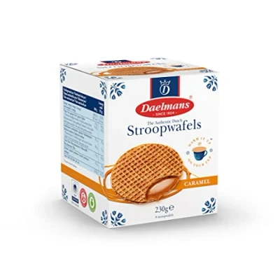 Afbeelding van Daelmans Stroopwafels karamelwafels 230 g in kubus authentieke Nederlandse stroop wafels