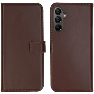 Afbeelding van Selencia Hoesje Geschikt voor Samsung Galaxy A15 (5G) / (4G) Met Pasjeshouder Echt Lederen Bookcase Bruin