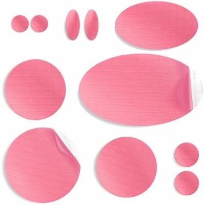 Afbeelding van aZengear Donsjack reparatiepatches voorgesneden, zelfklevend, van waterdicht, scheurvast nylon, voor het repareren gaten in kleding (11 stuks, roze)