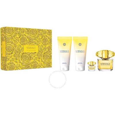 Afbeelding van Versace Yellow Diamond Giftset 90 ml eau de toilette spray + 5 100 showergel bodylotion cadeauset voor dames