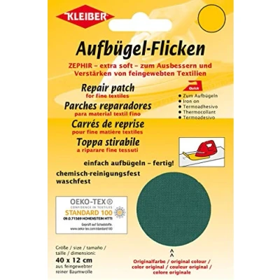 Image de Kleiber 40 x 12 cm Patch Coton thermocollant pour réparer Textiles à Mailles Fines, Vert