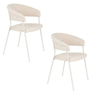 Afbeelding van Housecraft Living Zeri Eetkamerstoelen armleuning Off white Set van 2