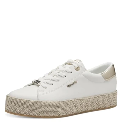 Afbeelding van Tamaris 1 23713 42 Low Top damessneakers, witgoud.