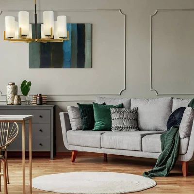 Afbeelding van FORTANO Moderne kroonluchter 8 vlammig Amerikaanse decoratie design metaal messing mat voor x E27 40W (exclusief lichtbron)