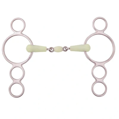 Image de BR Mors de Filet Caoutchouc Apple Mouth 4 Anneaux 18mm RVS 11,5cm