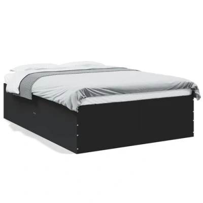 Afbeelding van Bedframe bewerkt hout zwart 120x190 cm