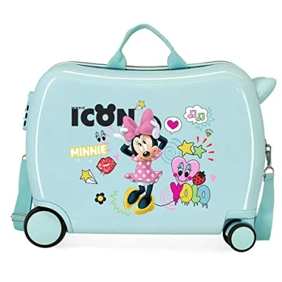 Afbeelding van Minnie Mouse rol zit meisjes kinderkoffer Ride On licht groen