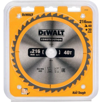 Afbeelding van Dewalt DT1953 Construction Cirkelzaagblad 216 x 30 40T Hout (Met nagels)