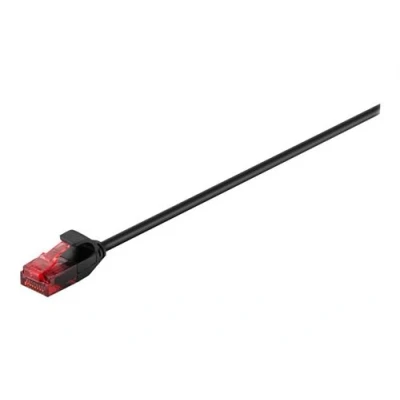 Image de goobay Cordon de raccordement RJ 45 (M) pour 50 cm UTP CAT 6 verrouillé, rond, sans crochet noir