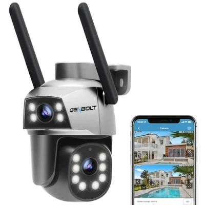 Afbeelding van GENBOLT Outdoor WiFi beveiligingscamera met PoE, IP camera voor thuis dubbele lens, videobewakingscamera nachtkleur, automatische tracking, menselijke detectie,