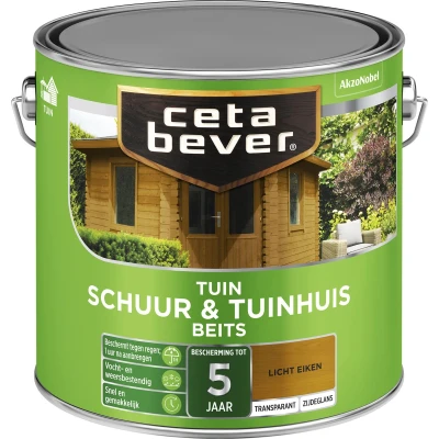 Afbeelding van Ceta Bever Tuinbeits Schuur &amp; Tuinhuis Transparant 006 Licht Eiken 2,5 liter Blanke lak Beits