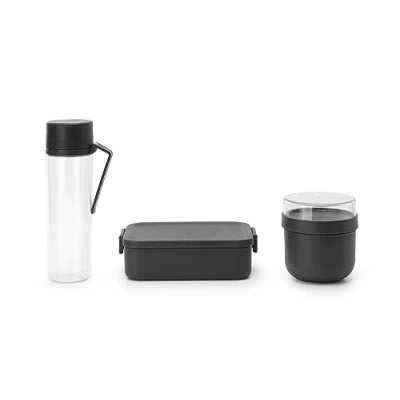 Afbeelding van Brabantia Make &amp; Take Ontbijt En Lunchset Set Van 3 Donkergrijs